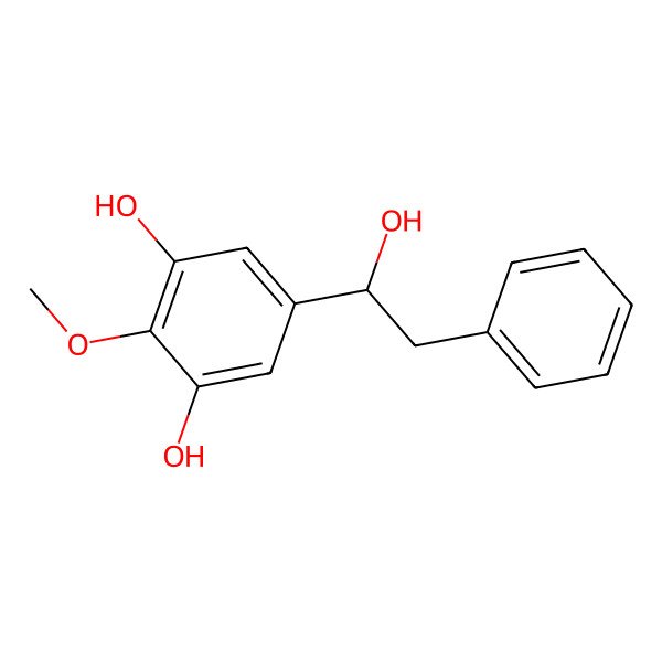 2D Structure of 5-[(1S)-1-hydroxy-2-phenylethyl]-2-methoxybenzene-1,3-diol