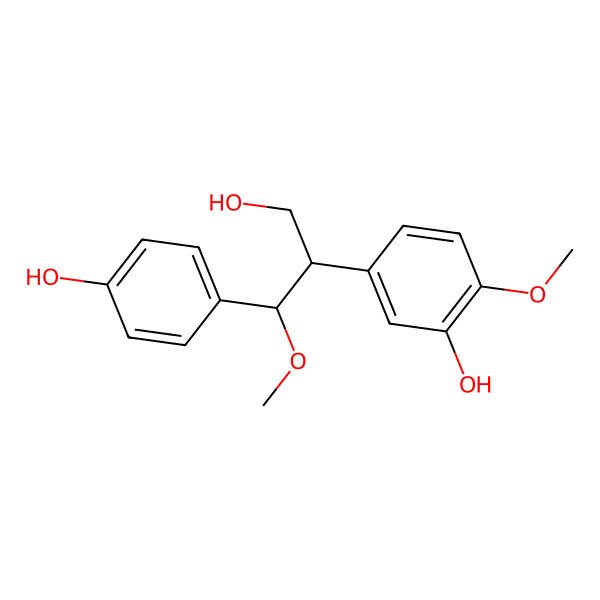 2D Structure of 5-[(1S,2R)-3-hydroxy-1-(4-hydroxyphenyl)-1-methoxypropan-2-yl]-2-methoxyphenol