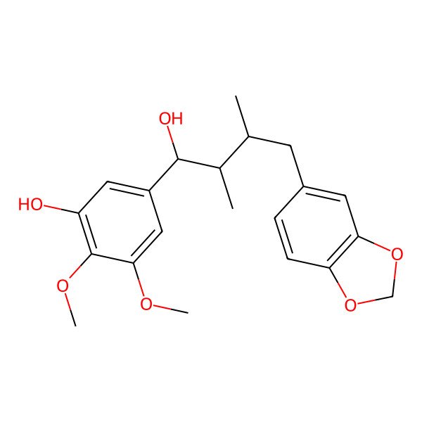 2D Structure of 5-[(1S,2R,3S)-4-(1,3-benzodioxol-5-yl)-1-hydroxy-2,3-dimethylbutyl]-2,3-dimethoxyphenol