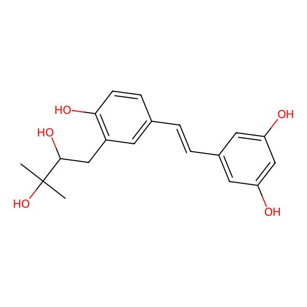 2D Structure of 5-[2-[3-(2,3-Dihydroxy-3-methylbutyl)-4-hydroxyphenyl]ethenyl]benzene-1,3-diol