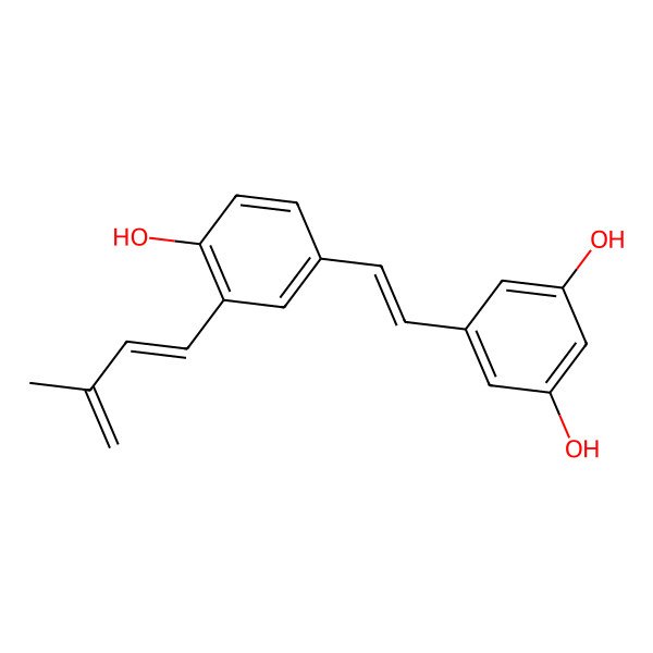 2D Structure of 5-[2-[4-Hydroxy-3-(3-methylbuta-1,3-dienyl)phenyl]ethenyl]benzene-1,3-diol