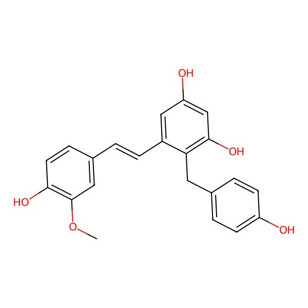 2D Structure of 5-[2-(4-Hydroxy-3-methoxyphenyl)ethenyl]-4-[(4-hydroxyphenyl)methyl]benzene-1,3-diol