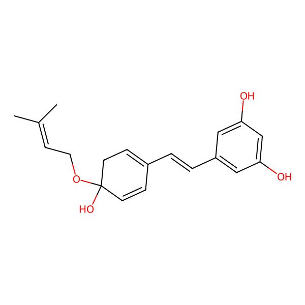 2D Structure of 5-[2-[4-Hydroxy-4-(3-methylbut-2-enoxy)cyclohexa-1,5-dien-1-yl]ethenyl]benzene-1,3-diol