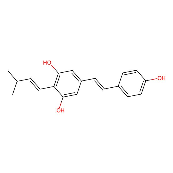 2D Structure of 5-[2-(4-Hydroxyphenyl)ethenyl]-2-(3-methylbut-1-enyl)benzene-1,3-diol