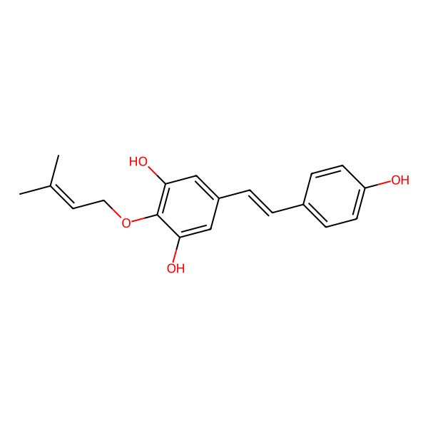 2D Structure of 5-[2-(4-Hydroxyphenyl)ethenyl]-2-(3-methylbut-2-enoxy)benzene-1,3-diol
