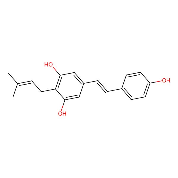 2D Structure of 5-[2-(4-Hydroxyphenyl)ethenyl]-2-(3-methylbut-2-enyl)benzene-1,3-diol