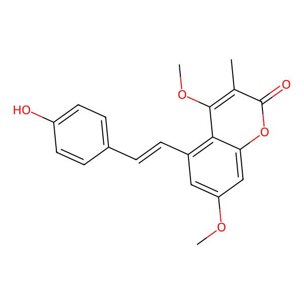 2D Structure of 5-[2-(4-Hydroxyphenyl)ethenyl]-4,7-dimethoxy-3-methylchromen-2-one