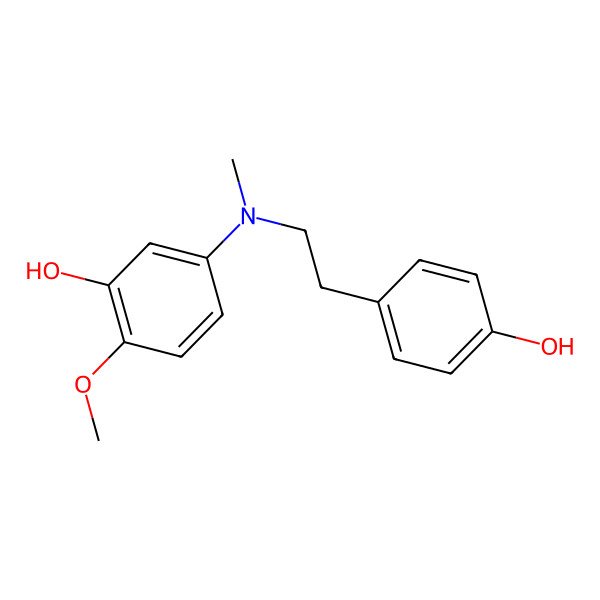 2D Structure of 5-[2-(4-Hydroxyphenyl)ethyl-methylamino]-2-methoxyphenol