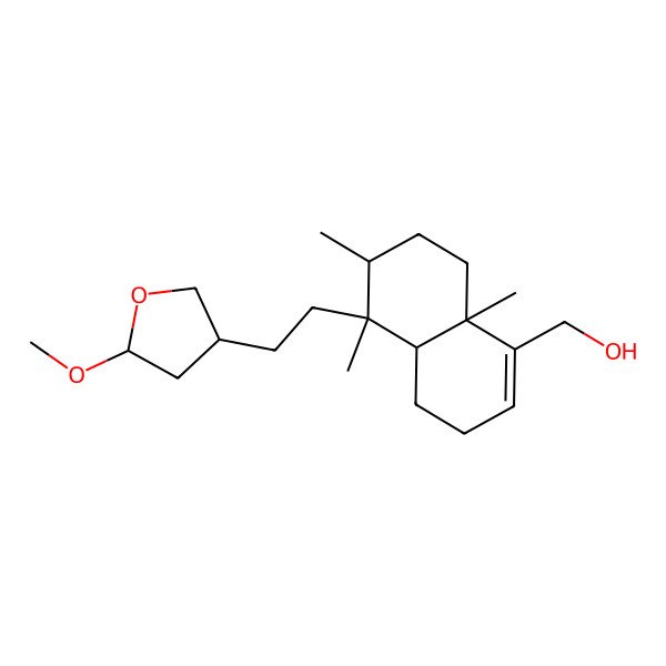 2D Structure of [5-[2-(5-Methoxyoxolan-3-yl)ethyl]-5,6,8a-trimethyl-3,4,4a,6,7,8-hexahydronaphthalen-1-yl]methanol