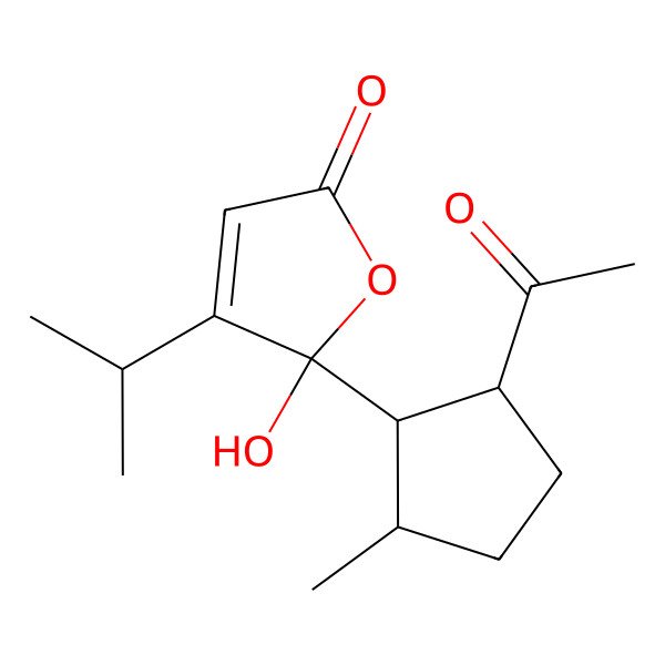 2D Structure of 5-(2-Acetyl-5-methylcyclopentyl)-5-hydroxy-4-propan-2-ylfuran-2-one