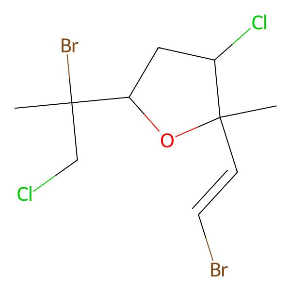 2D Structure of 5-(2-Bromo-1-chloropropan-2-yl)-2-(2-bromoethenyl)-3-chloro-2-methyloxolane