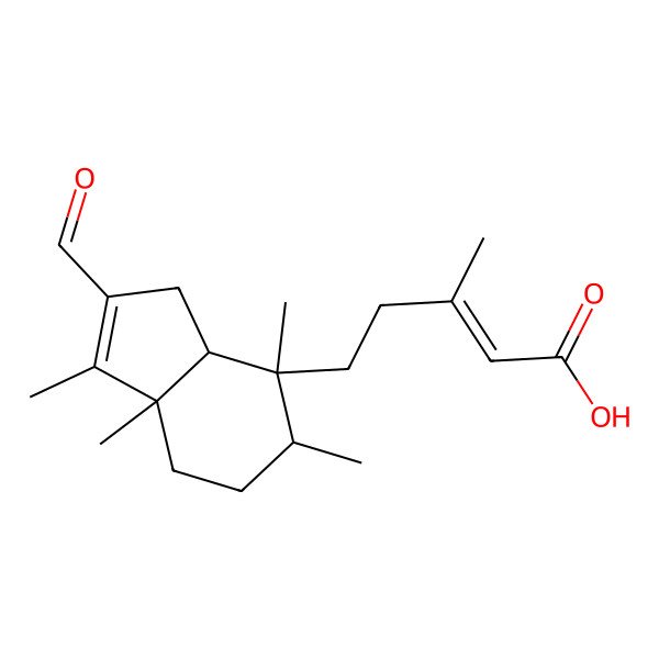 2D Structure of 5-(2-formyl-1,4,5,7a-tetramethyl-3a,5,6,7-tetrahydro-3H-inden-4-yl)-3-methylpent-2-enoic acid