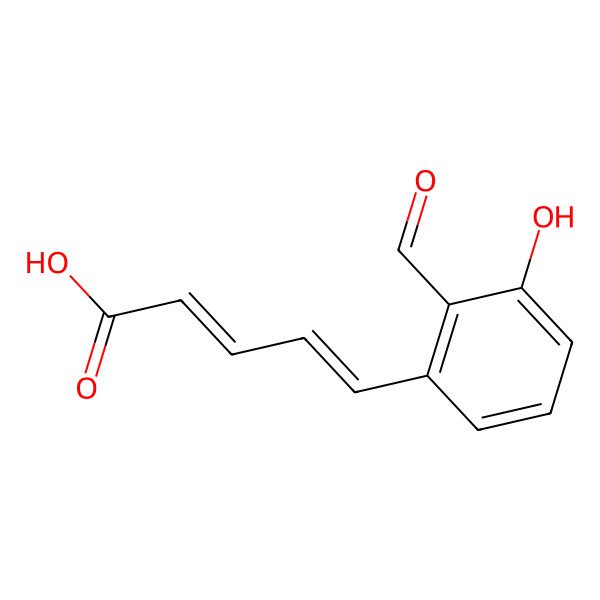 2D Structure of 5-(2-Formyl-3-hydroxyphenyl)penta-2,4-dienoic acid