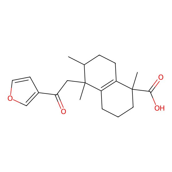 2D Structure of 5-[2-(Furan-3-yl)-2-oxoethyl]-1,5,6-trimethyl-2,3,4,6,7,8-hexahydronaphthalene-1-carboxylic acid