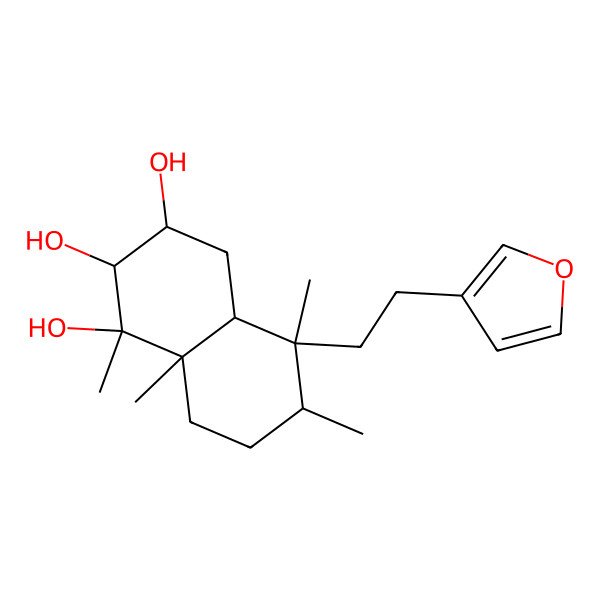 2D Structure of 5-[2-(furan-3-yl)ethyl]-1,5,6,8a-tetramethyl-3,4,4a,6,7,8-hexahydro-2H-naphthalene-1,2,3-triol