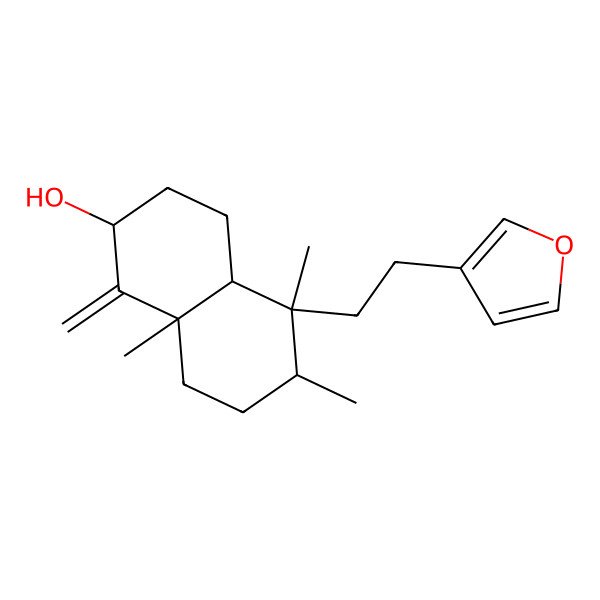 2D Structure of 5-[2-(furan-3-yl)ethyl]-5,6,8a-trimethyl-1-methylidene-3,4,4a,6,7,8-hexahydro-2H-naphthalen-2-ol