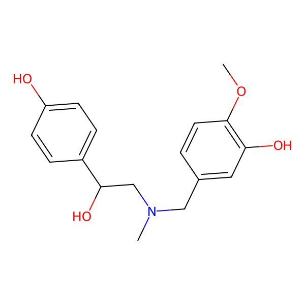 2D Structure of 5-[[[2-Hydroxy-2-(4-hydroxyphenyl)ethyl]-methylamino]methyl]-2-methoxyphenol