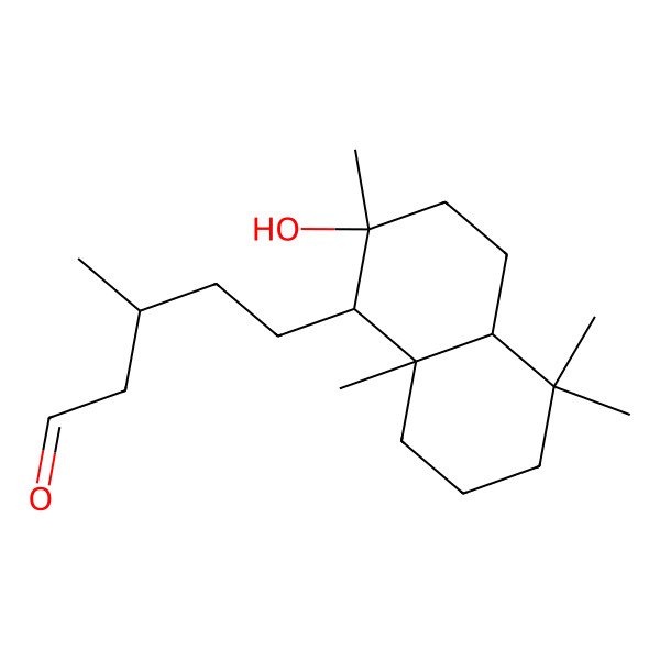 2D Structure of 5-(2-hydroxy-2,5,5,8a-tetramethyl-3,4,4a,6,7,8-hexahydro-1H-naphthalen-1-yl)-3-methylpentanal