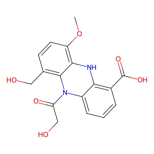 2D Structure of 5-(2-hydroxyacetyl)-6-(hydroxymethyl)-9-methoxy-10H-phenazine-1-carboxylic acid