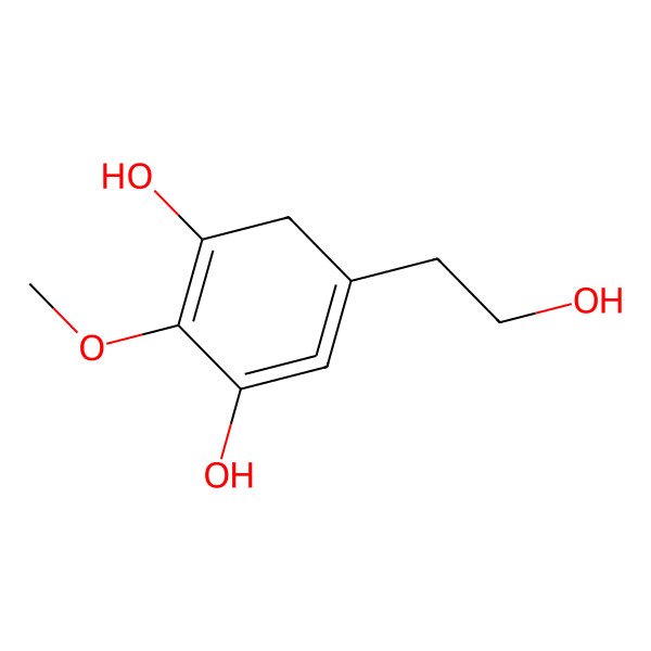 2D Structure of 5-(2-hydroxyethyl)-2-methoxycyclohexa-1,3,4-triene-1,3-diol 2D Structure of 5-(2-hydroxyethyl)-2-methoxycyclohexa-1,3,4-triene-1,3-diol