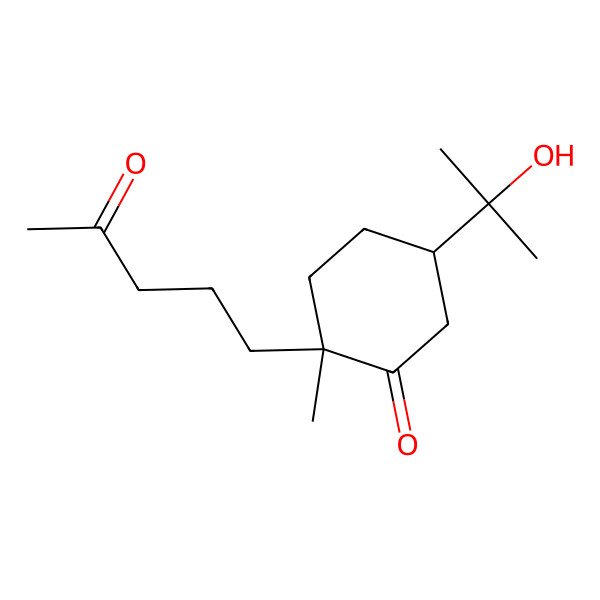2D Structure of 5-(2-Hydroxypropan-2-yl)-2-methyl-2-(4-oxopentyl)cyclohexan-1-one