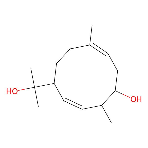 2D Structure of 5-(2-Hydroxypropan-2-yl)-2,8-dimethylcyclodeca-3,8-dien-1-ol