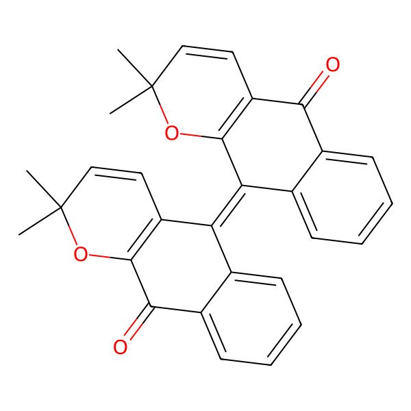2D Structure of 5-(2,2-Dimethyl-5-oxobenzo[g]chromen-10-ylidene)-2,2-dimethylbenzo[g]chromen-10-one