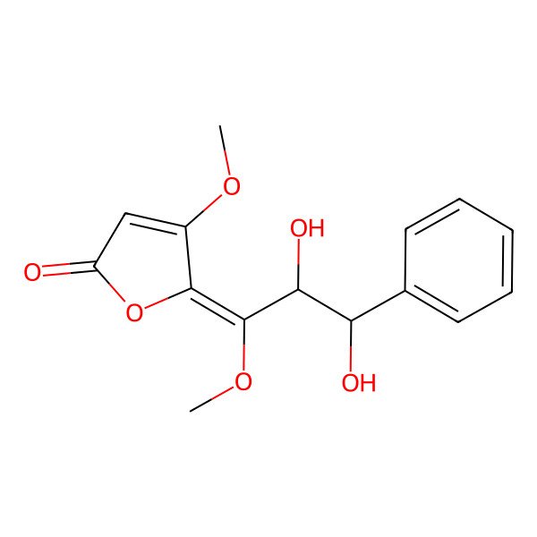 2D Structure of 5-(2,3-Dihydroxy-1-methoxy-3-phenylpropylidene)-4-methoxyfuran-2-one