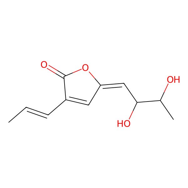 2D Structure of 5-(2,3-Dihydroxybutylidene)-3-prop-1-enylfuran-2-one