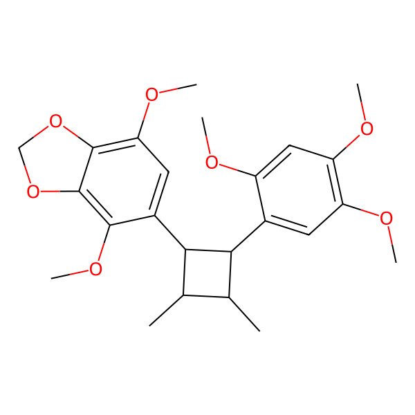 2D Structure of 5-[2,3-Dimethyl-4-(2,4,5-trimethoxyphenyl)cyclobutyl]-4,7-dimethoxy-1,3-benzodioxole