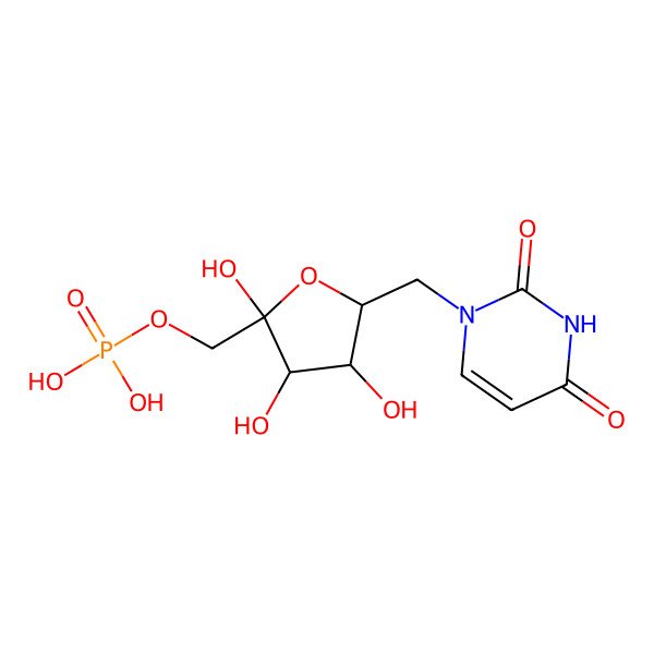 2D Structure of [5-[(2,4-Dioxopyrimidin-1-yl)methyl]-2,3,4-trihydroxyoxolan-2-yl]methyl dihydrogen phosphate