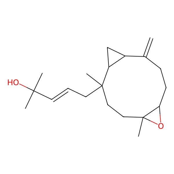 2D Structure of 5-(2,5-Dimethyl-10-methylidene-6-oxatricyclo[9.1.0.05,7]dodecan-2-yl)-2-methylpent-3-en-2-ol