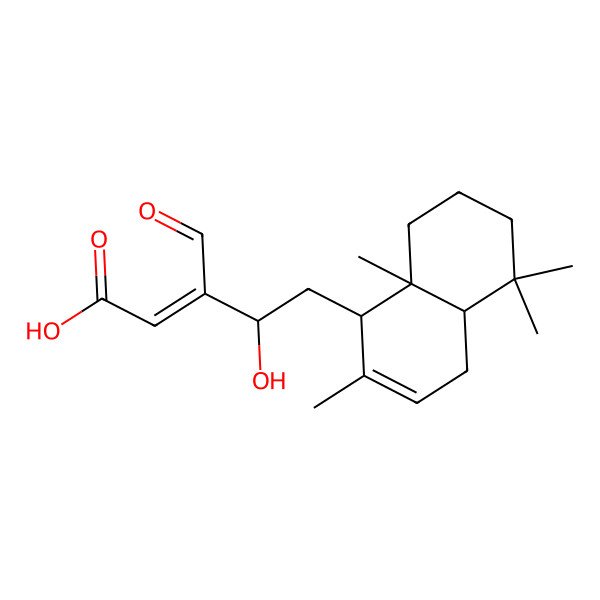 2D Structure of 5-(2,5,5,8a-Tetramethyl-1,4,4a,6,7,8-hexahydronaphthalen-1-yl)-3-formyl-4-hydroxypent-2-enoic acid 2D Structure of 5-(2,5,5,8a-Tetramethyl-1,4,4a,6,7,8-hexahydronaphthalen-1-yl)-3-formyl-4-hydroxypent-2-enoic acid