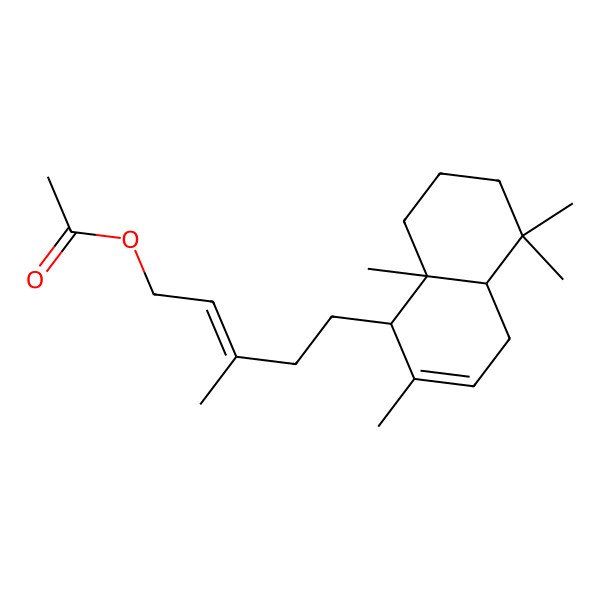 2D Structure of [5-(2,5,5,8a-Tetramethyl-1,4,4a,6,7,8-hexahydronaphthalen-1-yl)-3-methylpent-2-enyl] acetate
