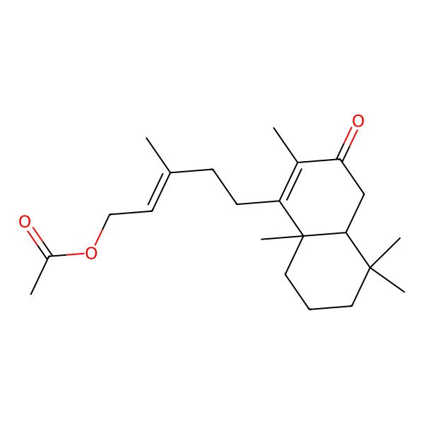 2D Structure of [5-(2,5,5,8a-tetramethyl-3-oxo-4a,6,7,8-tetrahydro-4H-naphthalen-1-yl)-3-methylpent-2-enyl] acetate