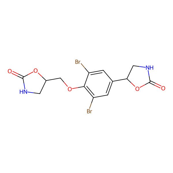 2D Structure of 5-[[2,6-Dibromo-4-(2-oxo-1,3-oxazolidin-5-yl)phenoxy]methyl]-1,3-oxazolidin-2-one