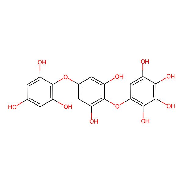 2D Structure of 5-[2,6-Dihydroxy-4-(2,4,6-trihydroxyphenoxy)phenoxy]benzene-1,2,3,4-tetrol