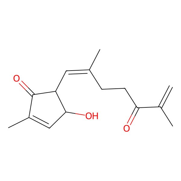 2D Structure of 5-(2,6-Dimethyl-5-oxohepta-1,6-dienyl)-4-hydroxy-2-methylcyclopent-2-en-1-one