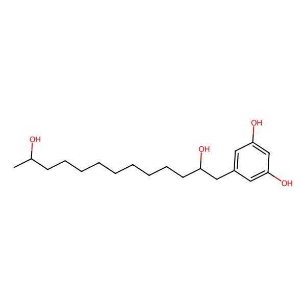 2D Structure of 5-[(2R,12S)-2,12-dihydroxytridecyl]benzene-1,3-diol