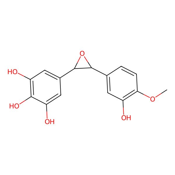 2D Structure of 5-[(2R,3R)-3-(3-hydroxy-4-methoxyphenyl)oxiran-2-yl]benzene-1,2,3-triol