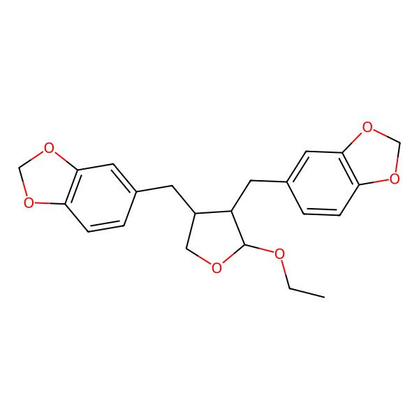2D Structure of 5-[[(2R,3R,4R)-4-(1,3-benzodioxol-5-ylmethyl)-2-ethoxyoxolan-3-yl]methyl]-1,3-benzodioxole