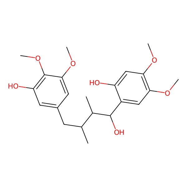 2D Structure of 5-[(2R,3R,4S)-4-hydroxy-4-(2-hydroxy-4,5-dimethoxyphenyl)-2,3-dimethylbutyl]-2,3-dimethoxyphenol
