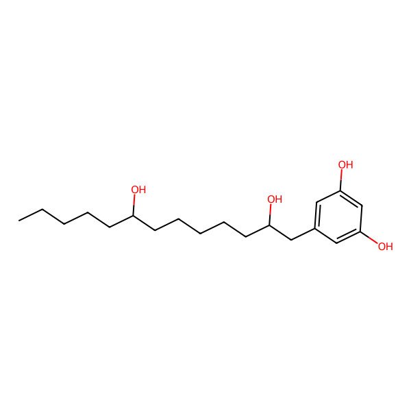 2D Structure of 5-[(2R,8S)-2,8-dihydroxytridecyl]benzene-1,3-diol