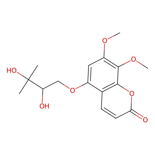 2D Structure of 5-[(2S)-2,3-dihydroxy-3-methylbutoxy]-7,8-dimethoxychromen-2-one