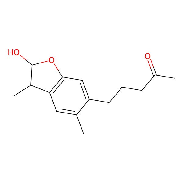 2D Structure of 5-[(2S,3R)-2-hydroxy-3,5-dimethyl-2,3-dihydro-1-benzofuran-6-yl]pentan-2-one