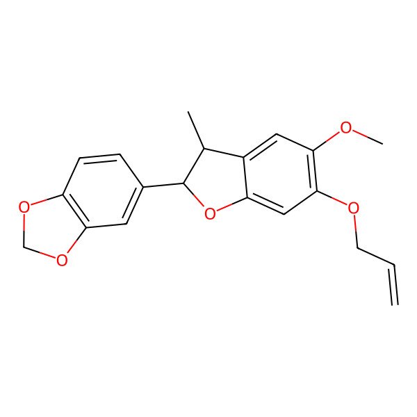 2D Structure of 5-[(2S,3S)-5-methoxy-3-methyl-6-prop-2-enoxy-2,3-dihydro-1-benzofuran-2-yl]-1,3-benzodioxole