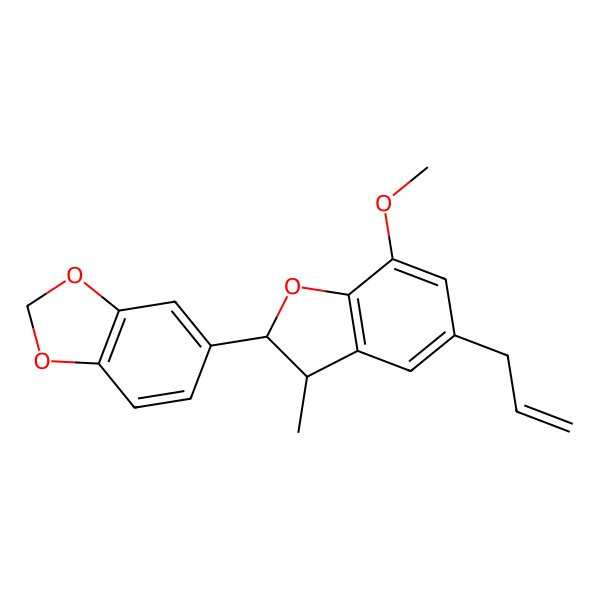 2D Structure of 5-[(2S,3S)-7-methoxy-3-methyl-5-prop-2-enyl-2,3-dihydro-1-benzofuran-2-yl]-1,3-benzodioxole