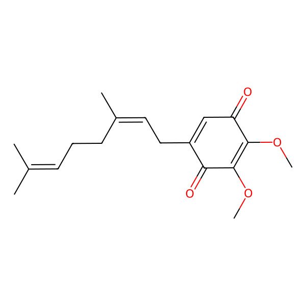2D Structure of 5-[(2Z)-3,7-dimethylocta-2,6-dienyl]-2,3-dimethoxycyclohexa-2,5-diene-1,4-dione
