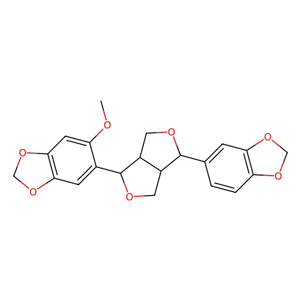 2D Structure of 5-[3-(1,3-Benzodioxol-5-yl)-1,3,3a,4,6,6a-hexahydrofuro[3,4-c]furan-6-yl]-6-methoxy-1,3-benzodioxole