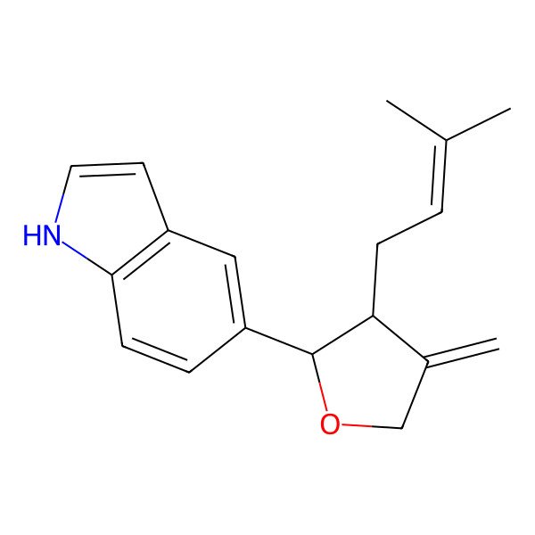 2D Structure of 5-[3-(3-methylbut-2-enyl)-4-methylideneoxolan-2-yl]-1H-indole